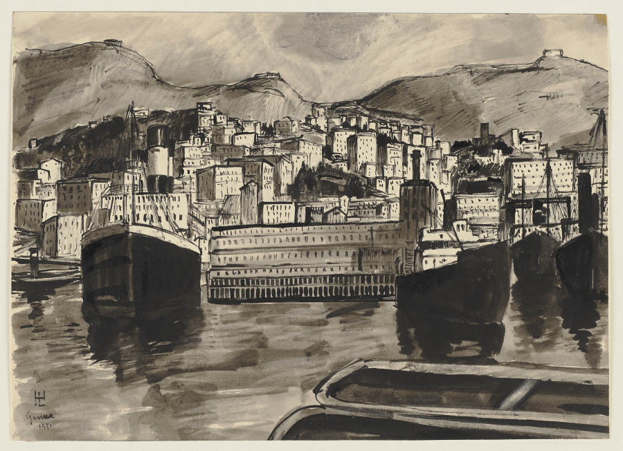 Harbour view of Genoa de Hermann Lismann