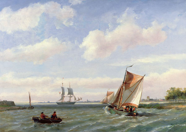 Fishing Boat in an Estuary de Hermanus Koekkoek