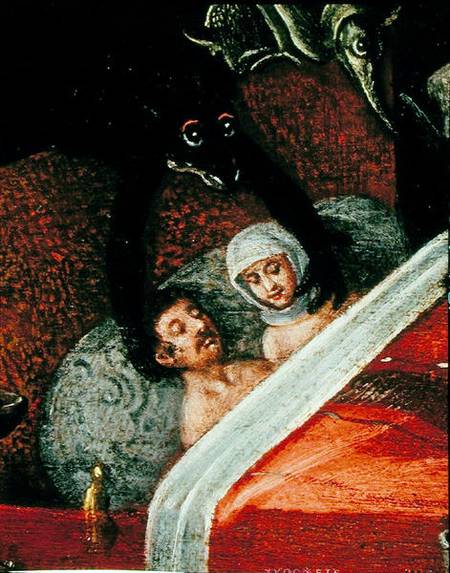 The Inferno, Couple in a bed surrounded by monstrous animals de Herri met de Bles