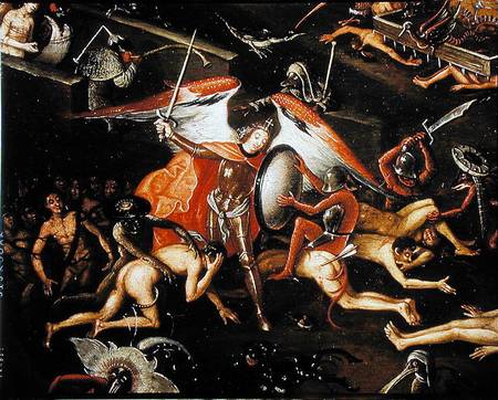 The Inferno, detail of an angel warrior de Herri met de Bles
