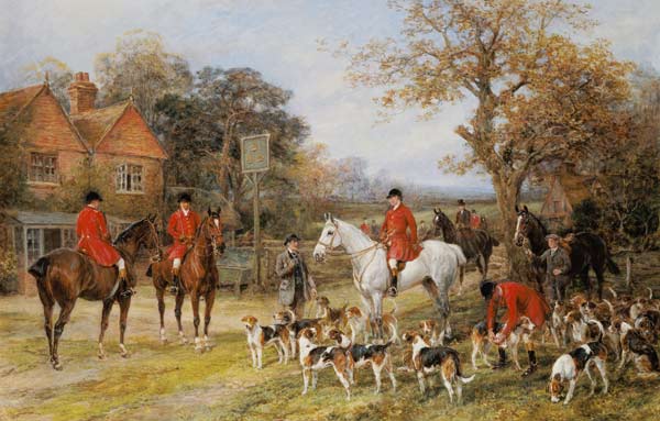 Meeting before the fox-hunt. de Heywood Hardy