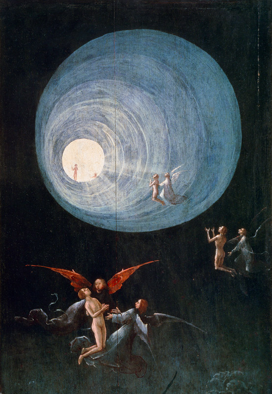 Ascenso del bendito al Paraíso (cuatro representaciones de esta obra) de Jerónimo Bosch o El Bosco