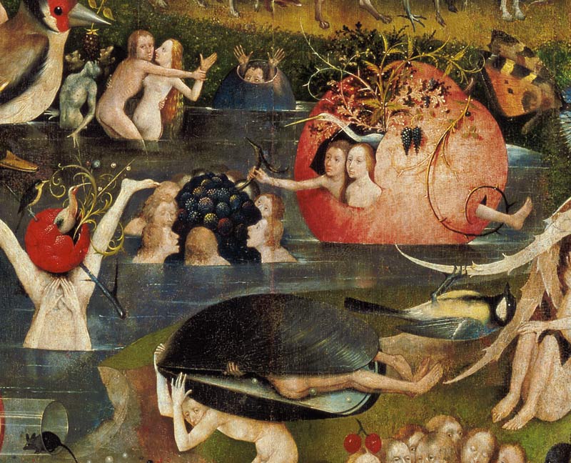 The Garden of Earthly Delights: Allegory of Luxury, detail of the central panel de Jerónimo Bosch o El Bosco