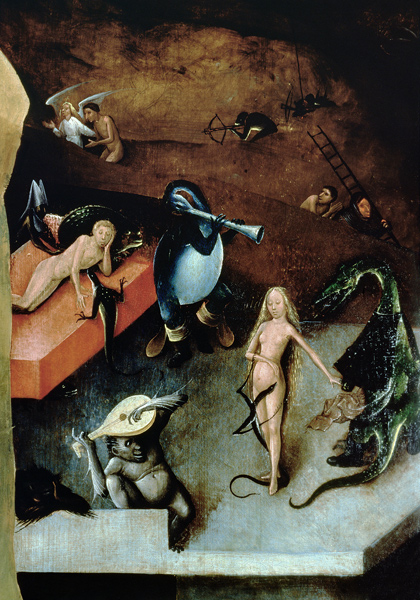 The Last Judgement (altarpiece) (detail of Musical Instruments) de Jerónimo Bosch o El Bosco