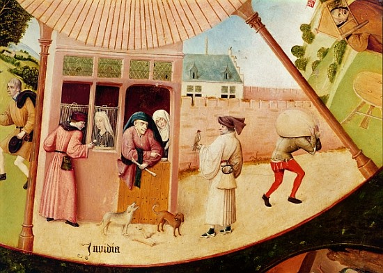 Envy, detail from the Table of the Seven Deadly Sins and the Four Last Things, c.1480 de Jerónimo Bosch o El Bosco