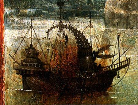 Fantastical Boat, detail from the right hand panel of the Triptych of the Crucified Martyr de Jerónimo Bosch o El Bosco