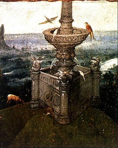 The Fountain in the Garden, detail from a panel of an altarpiece thought to be of the Last Judgement de Jerónimo Bosch o El Bosco