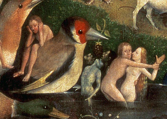 The Garden of Earthly Delights: Allegory of Luxury, central panel of triptych, detail of couple in t de Jerónimo Bosch o El Bosco