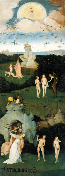 Haywain - Paradise (left panel) triptych de Jerónimo Bosch o El Bosco