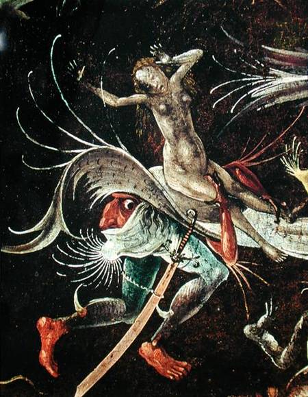 The Last Judgement, detail of a Woman being Carried Along by a Demon de Jerónimo Bosch o El Bosco