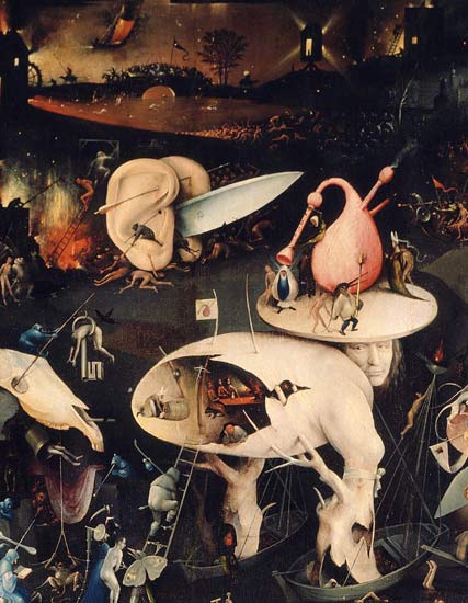 The Garden of Earthly Delights: Hell, right wing of triptych de Jerónimo Bosch o El Bosco