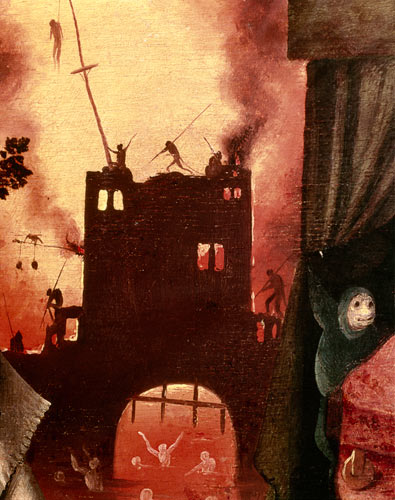 Tondal's Vision, detail of the burning gateway de Jerónimo Bosch o El Bosco