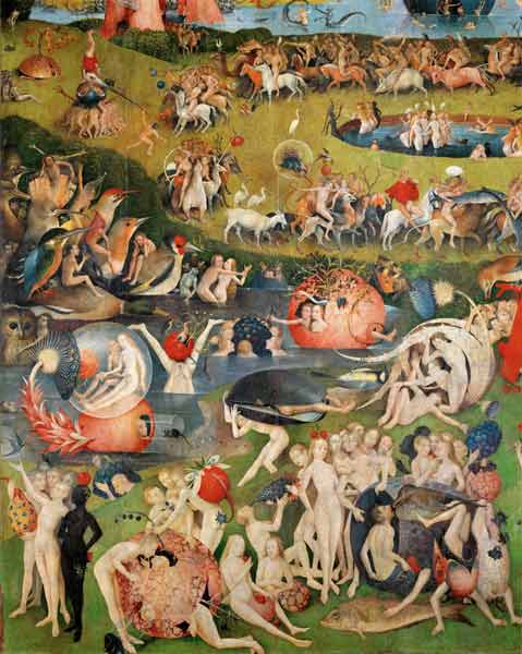 The Garden of Earthly Delights: Allegory of Luxury, detail of the central panel de Jerónimo Bosch o El Bosco