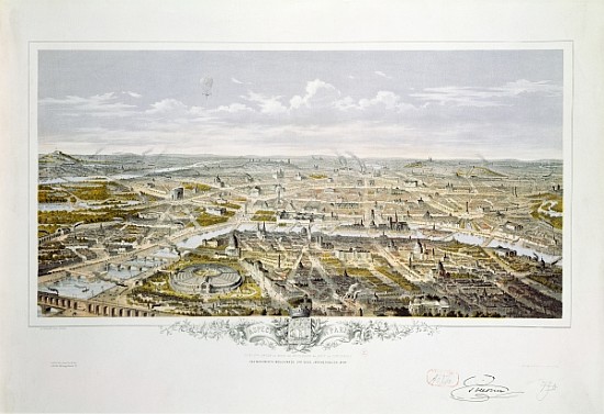 View of Paris from Bois de Boulogne, during the Universal Exhibition in 1867 de Hilaire Guesnu