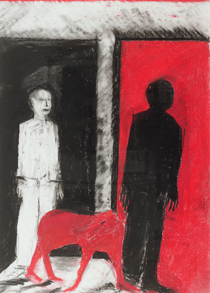 Red Dog, 2004 (pastel & charcoal on paper)  de Hilary  Rosen