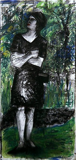 Woman in the Park (pastel & charcoal on paper)  de Hilary  Rosen