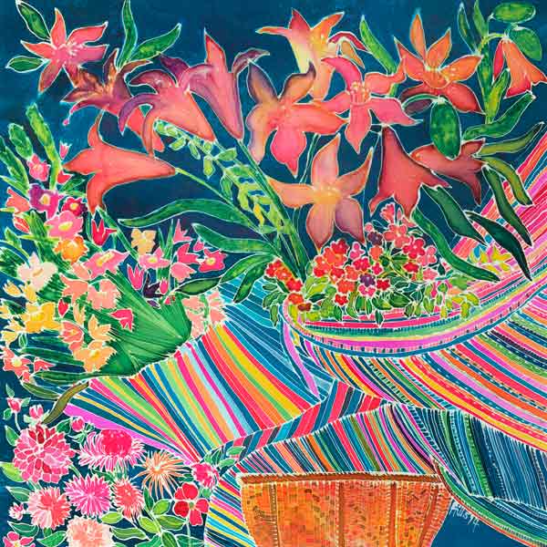 Guatemalan Lilies, Absolutely Fabulous Set, 1994 (coloured inks on silk)  de Hilary  Simon