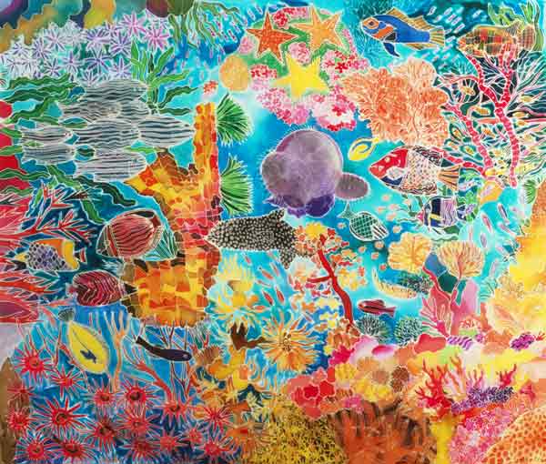 Tropical Coral, 1993 (coloured ink on silk)  de Hilary  Simon
