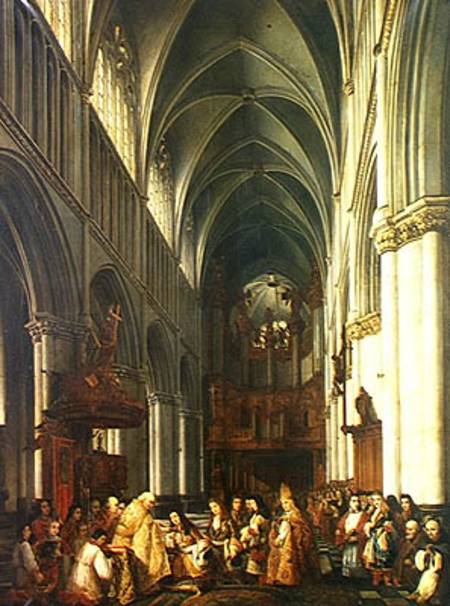 Entrance of Louis XIV (1638-1715) into the Cathedral of Saint-Omer de Hippolyte Joseph Cuvelier