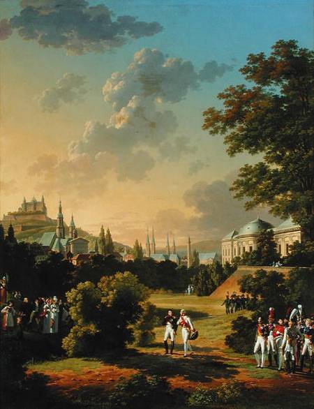 Meeting Between Napoleon I (1769-1821) and Ferdinand III (1769-1824) Grand Duke of Tuscany at Wurtzb de Hippolyte Lecomte