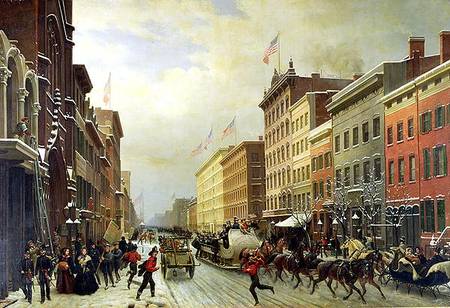 Street Scene in New York de Hippolyte Victor V. Sebron