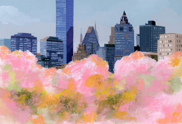 New York and cherry blossoms de Hiroyuki Izutsu