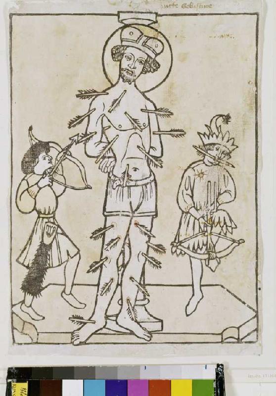 The torture of St. Sebastian de Holzschnitt