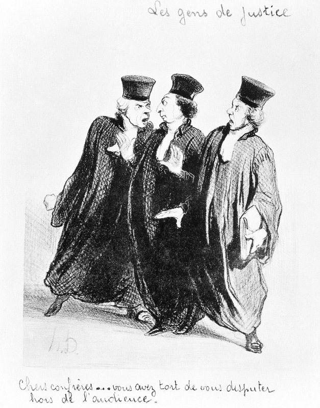 Una discusión fuera de la corte (de la serie "La gente de la justicia) de Honoré Daumier