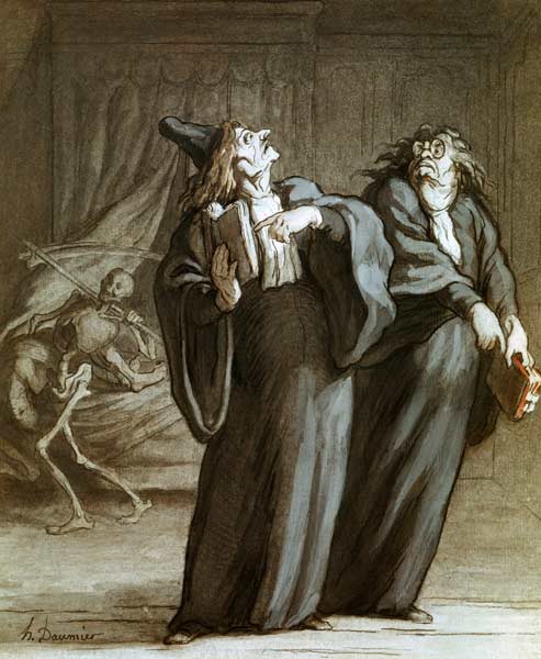 H. Daumier / Deux medecins et la mort de Honoré Daumier