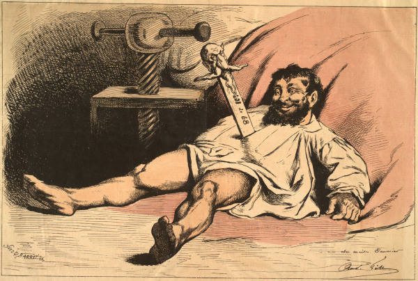 Daumier stabbed by Napoleon/Caric./ 1877 de Honoré Daumier