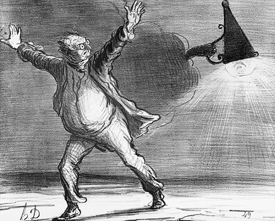 Series ''Actualites'', the comet, Monsieur Babinet decides to personally shut down the sun in order  de Honoré Daumier