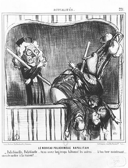 Series ''Actualites'', The new Neapolitan Buffoon, plate 221, illustration from ''Le Charivari'', 2n de Honoré Daumier