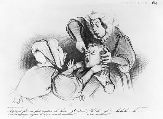 Series ''Croquis d''expressions'', the bump, plate 26, illustration from ''Le Charivari'', 4th Septe de Honoré Daumier