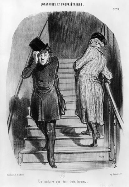 A tenant who owes three terms, plate 20 from the series ''Tenants and owners'', de Honoré Daumier