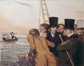 H.Daumier / Shipwreck Telemach / Litho.