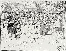 The Arrival of the Young Women at Jamestown, 1621, from Harper's Magazine, 1883 (engraving)