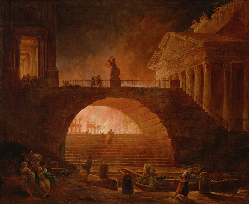 The Burning of Rome de Hubert Robert