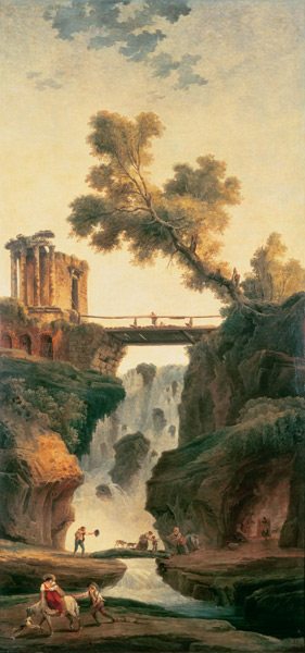 Landscape with waterfall de Hubert Robert