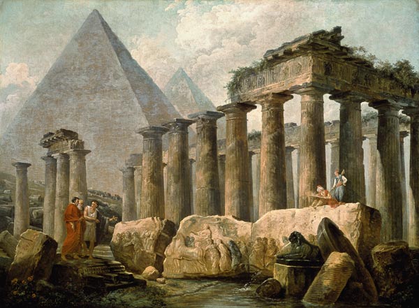 Pyramide und antiker Tempel de Hubert Robert