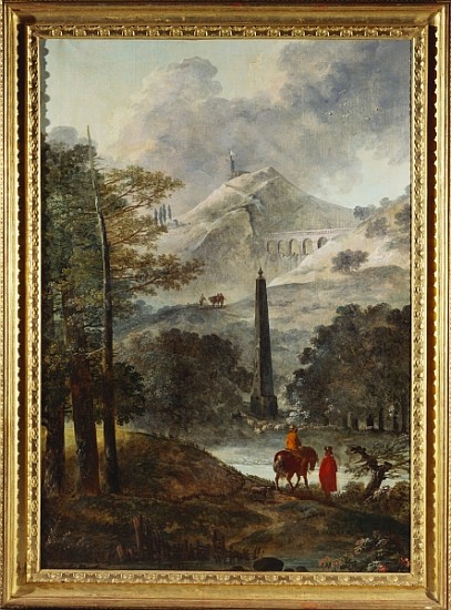 A Mountainous Landscape with an Obelisk de Hubert Robert