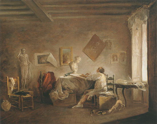 the studio of the painter de Hubert Robert