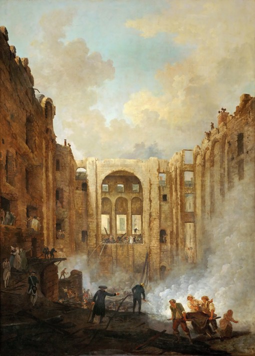 Fire at the Opera House of the Palais-Royal in 1781 de Hubert Robert