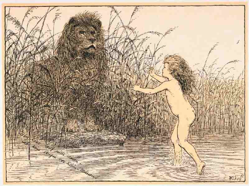Dear Lion don’t run away, don’t be afraid of little Marion de Hugo Hoppener Fidus