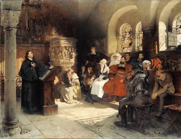 Luther Preaches using his Bible Translation while Imprisoned at Wartburg de Hugo Vogel
