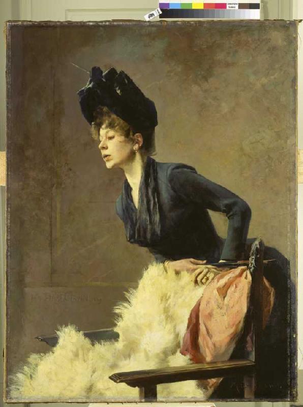 Portrait of a young lady de Hugo von Habermann