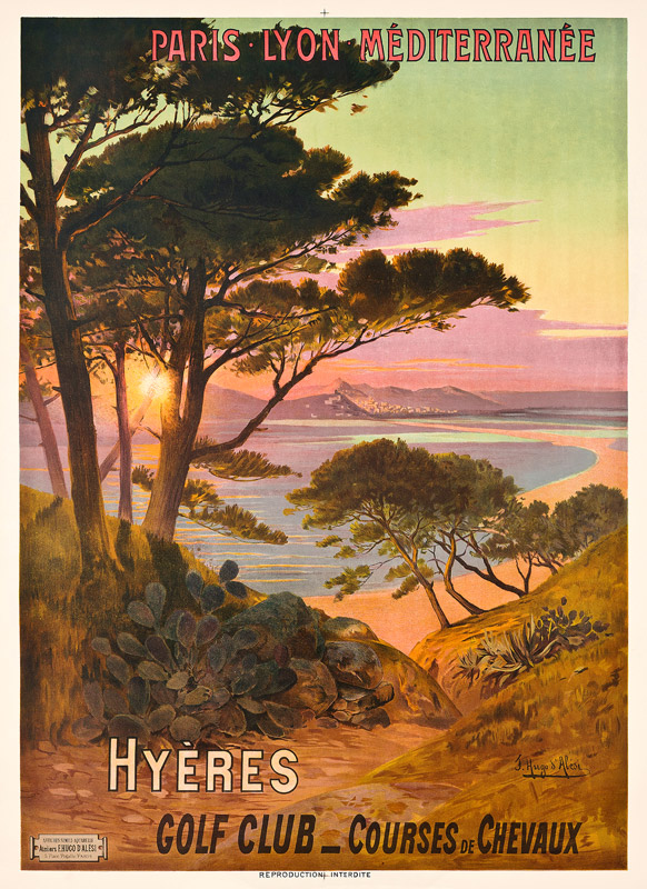 Poster advertising Hyeres, France de Hugo d' Alesi
