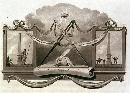 Theory of scale using an obelisk as an example, engraved by Pickett de Humphry Repton