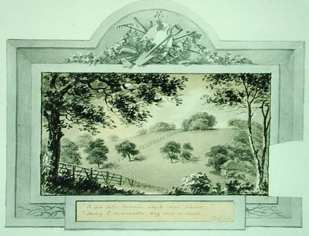 'Before' view of the grounds, from the Red Book for Antony House de Humphry Repton
