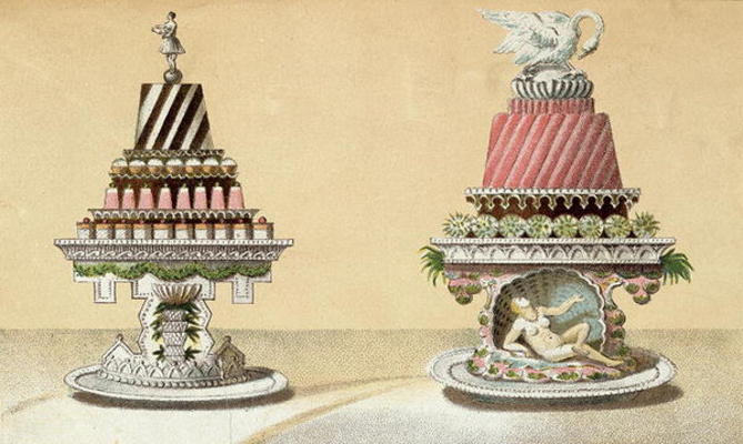 Design for the presentation of Charlottes a la Reine & Pain de Framboises a la Leda, illustration fr de Hungarian School (19th century)
