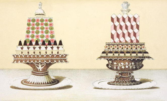 Design for the presentation of desserts, illustration from a Hungarian cookery book on French cookin de Hungarian School (19th century)